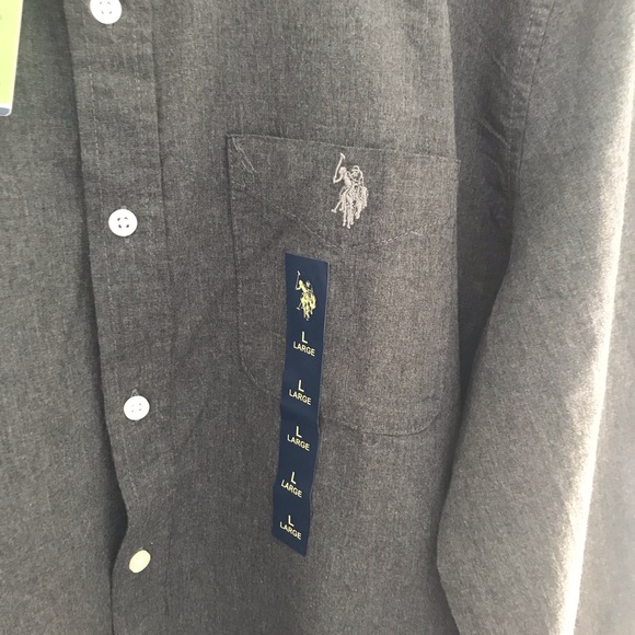 US Polo Assn. Men’s Dark Grey Long Sleeve Button /Up Shirt - Picture 4 of 4